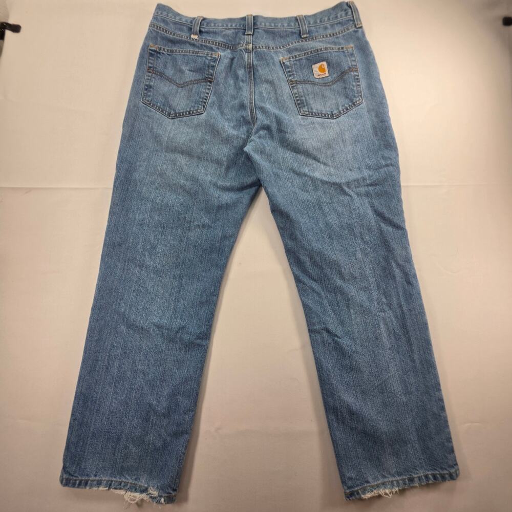 Carhartt Relaxed Fit Jeans Mens 38x30 Light Wash Distressed Workwear Denim Pants - Picture 2 of 14